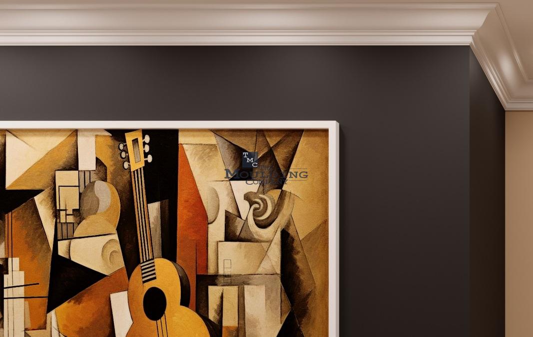 Crown moulding installed along a ceiling showing clean transitions and decorative trim detail