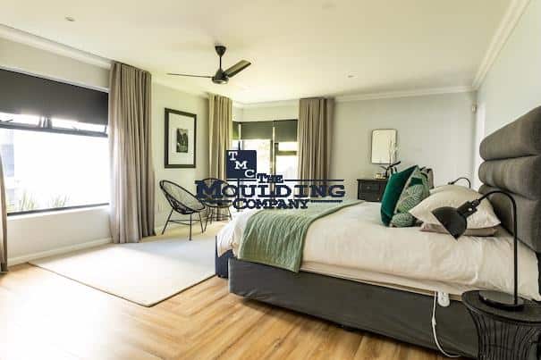 Bedroom with low Ceiling and crown and trims