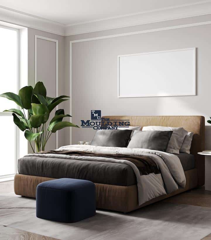 Bedroom with sleek design basboard and trim