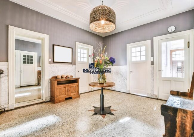 Interior room showing new trim matched to old trim with similar proportions and style