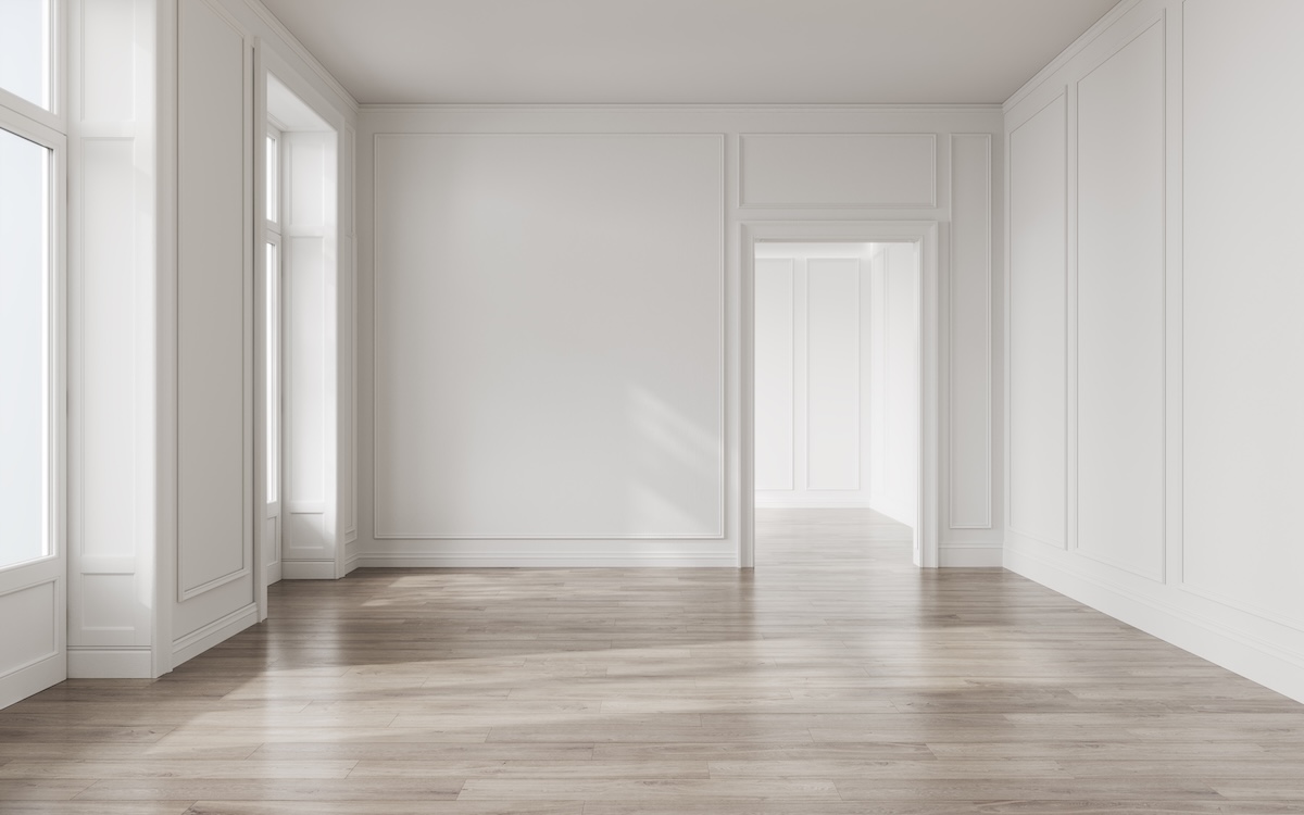 Interior room showing properly proportioned baseboards, casings, and crown moulding for balanced design