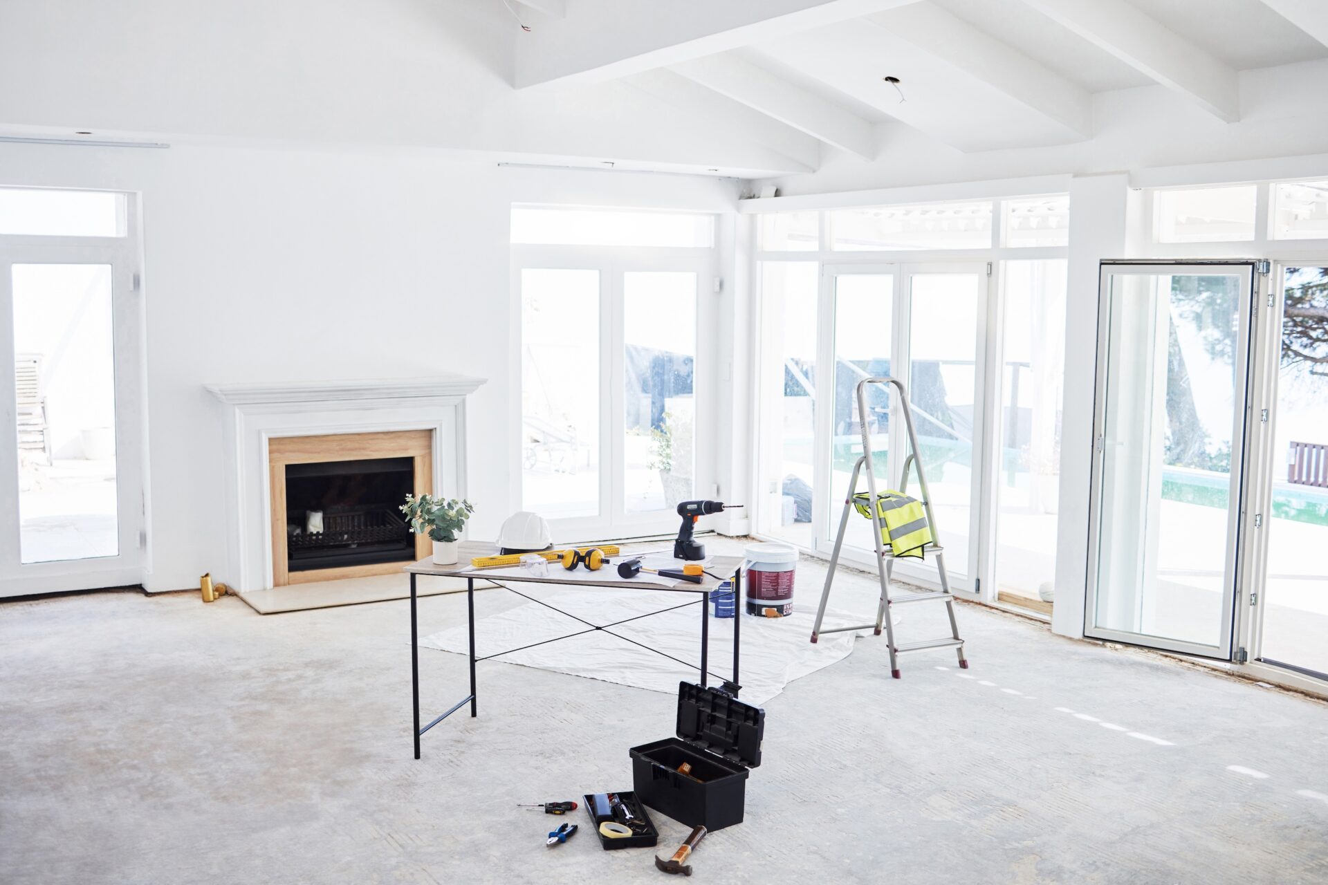 Interior trim installation in a new home construction and renovation project comparison
